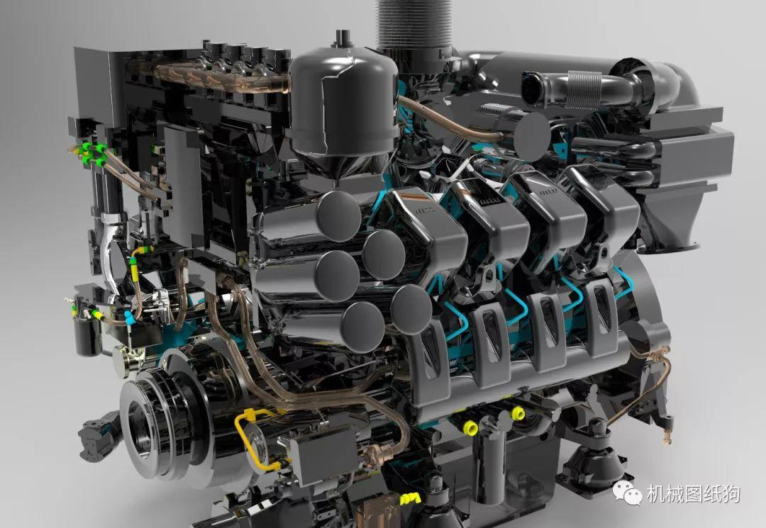 发动机电机火车柴油发动机图keyshot设计bip格式