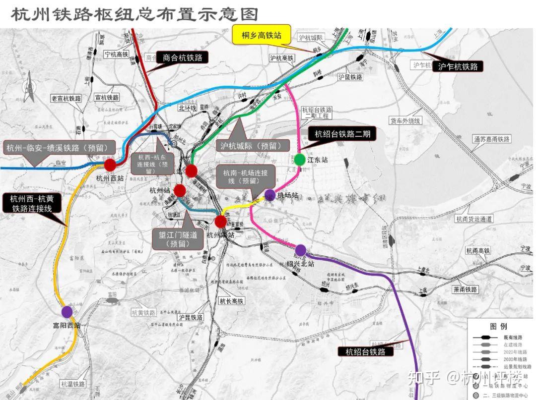杭州铁路枢纽总布置示意图往北—商合杭高铁湖杭铁路是商合杭高棠的