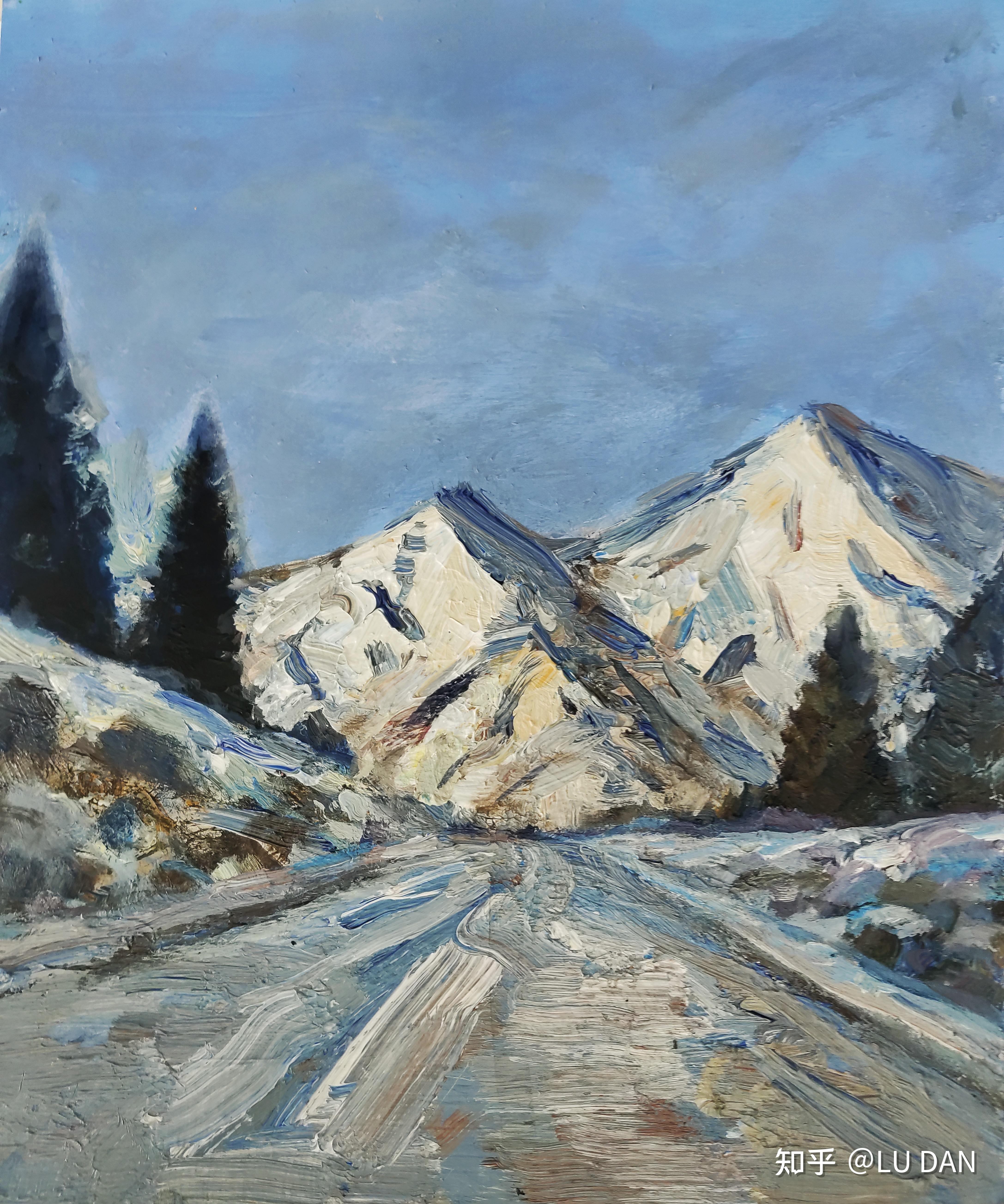 卢丹通往香格里拉的山路油画