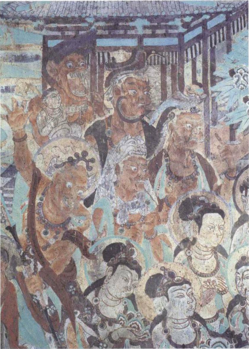 【神游千年，大美敦煌】盛唐-445窟-北壁-弥勒经变：生动的贵族男女剃度图、婚礼乐舞；南壁-西方净土经变【高清大图】 - 知乎