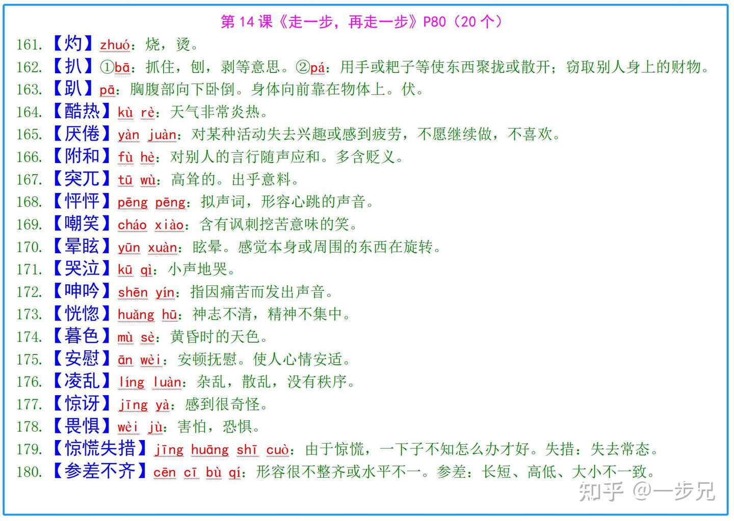 七上语文：“读读写写”词语256个（有拼音、解释） - 知乎
