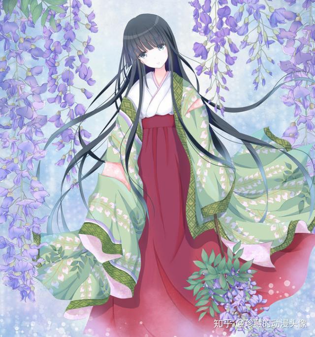 二次元和风美图穿着华丽亭亭玉立非常有气质的动感女生