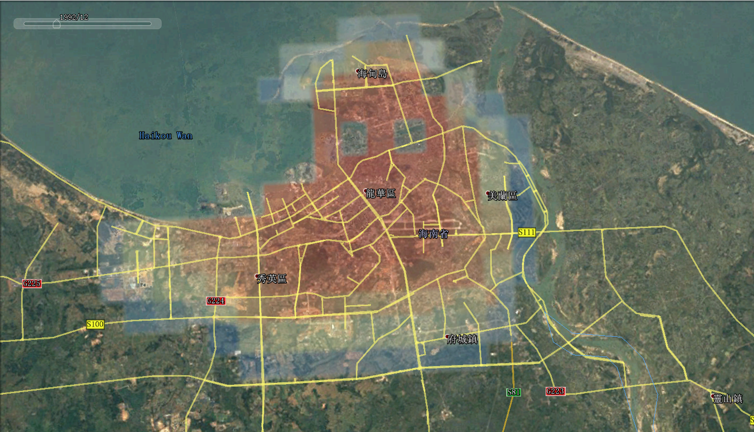 结合文献资料以及卫星影像分析,提取灯光值大于30为建成区范围进行