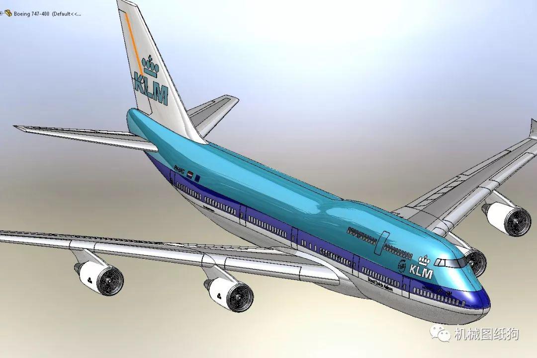 飛行模型波音747客機模型3d圖紙solidworks設計igsstep格式飛機建模