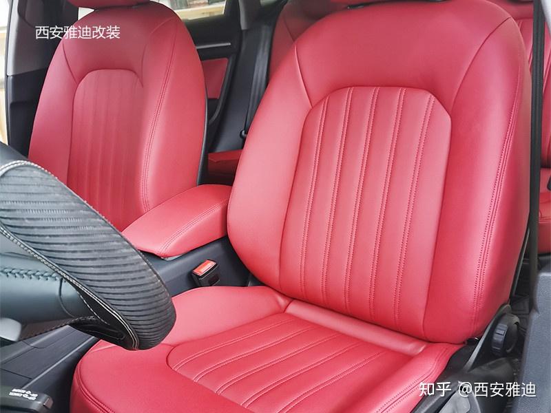 最后,为了让红色拉丝皮座椅融合的更加好,四个门板选择半包红色拉丝皮