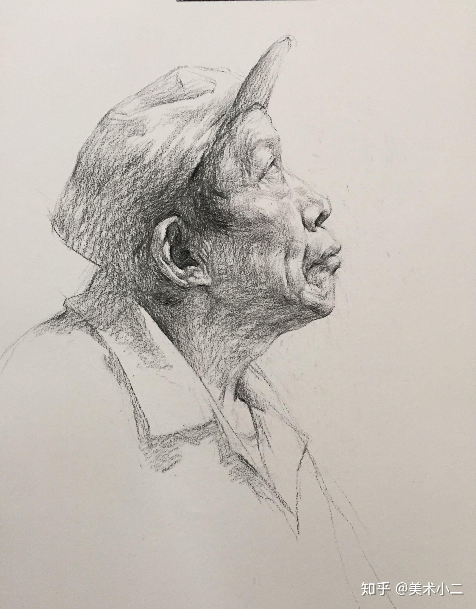 炭条画的几张步骤图