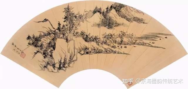 中国画山水扇面清時代-
