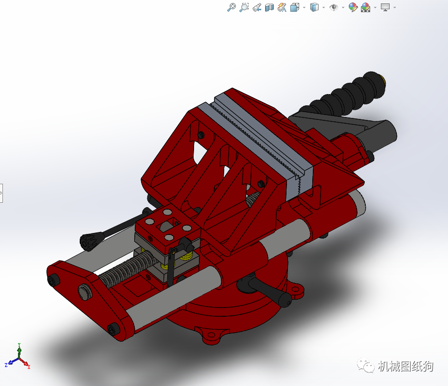 工程机械复杂的台钳老虎钳结构3d图纸solidworks设计