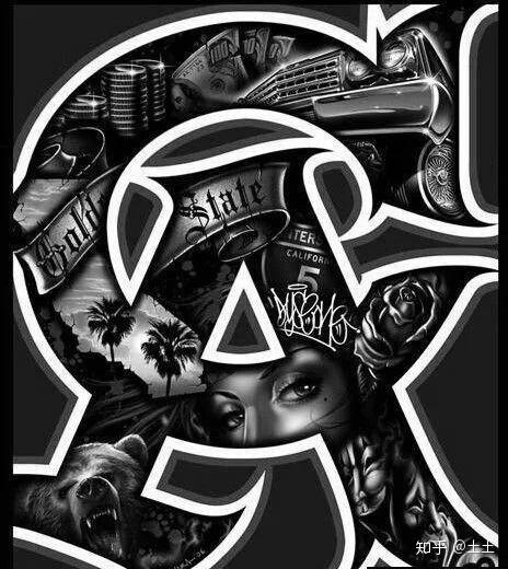 lettering (奇卡诺花体),字体的样式遵循墨西哥裔美国人的艺术运动