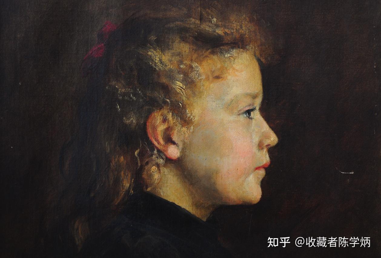 1891年意大利油画《少女肖像》－乔治·德·马尔（George De Mare 1863