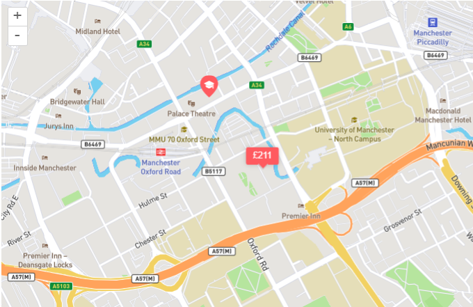 曼彻斯特主路oxford road上;8分钟步行可至曼彻斯特大学4分钟步行可至