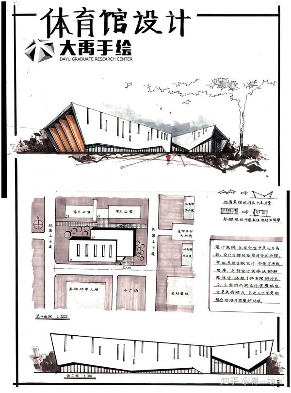 今日分享二:体育馆设计--大禹手绘建筑快题优秀作品欣赏