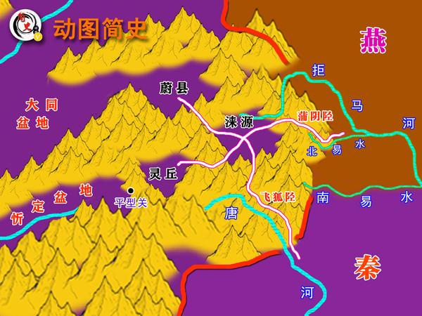 地图放大就会发现"蒲阴陉"实际上与"太行八陉"中的第六陉"飞狐陉"