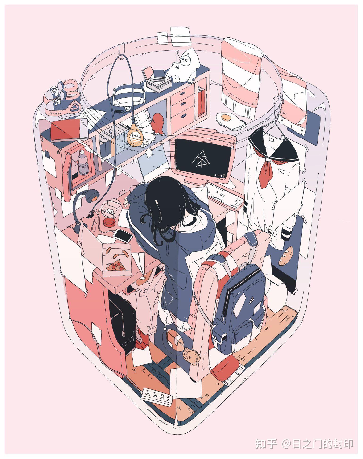 独特的造型手段与低饱和度上色,日系平涂少女太美了!