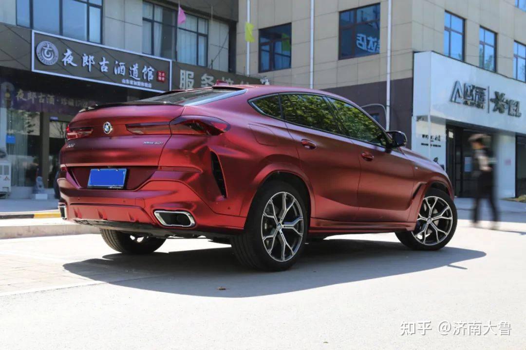 宝马x6济南欧瑟全车改色贴膜pet罗曼尼红