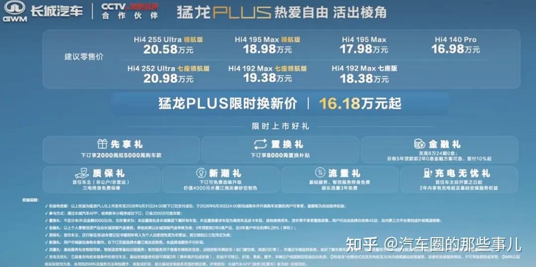售16.98万起 长城哈弗猛龙PLUS车型上市