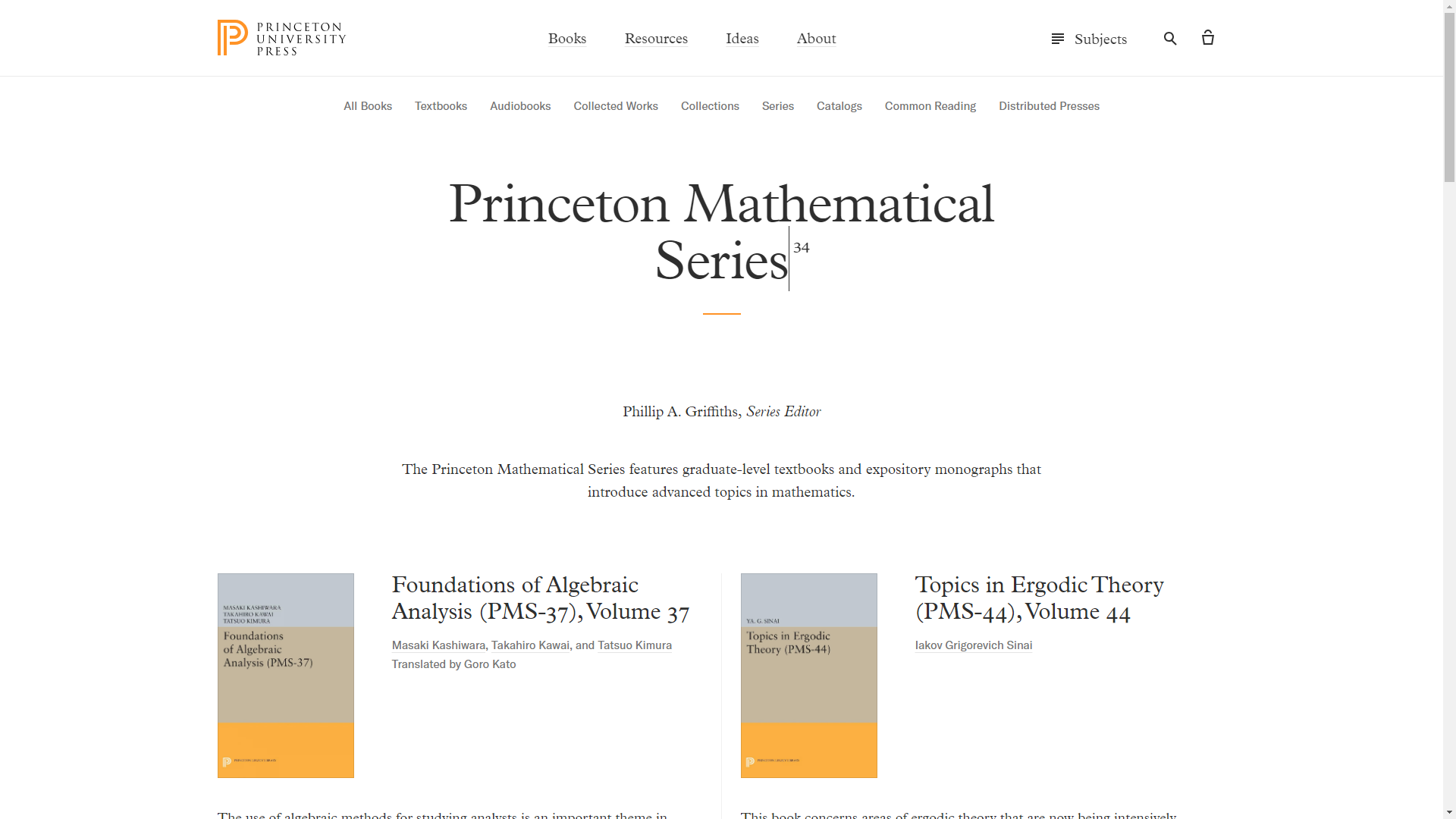 Famous mathematical publishing houses or series of mathematical books 