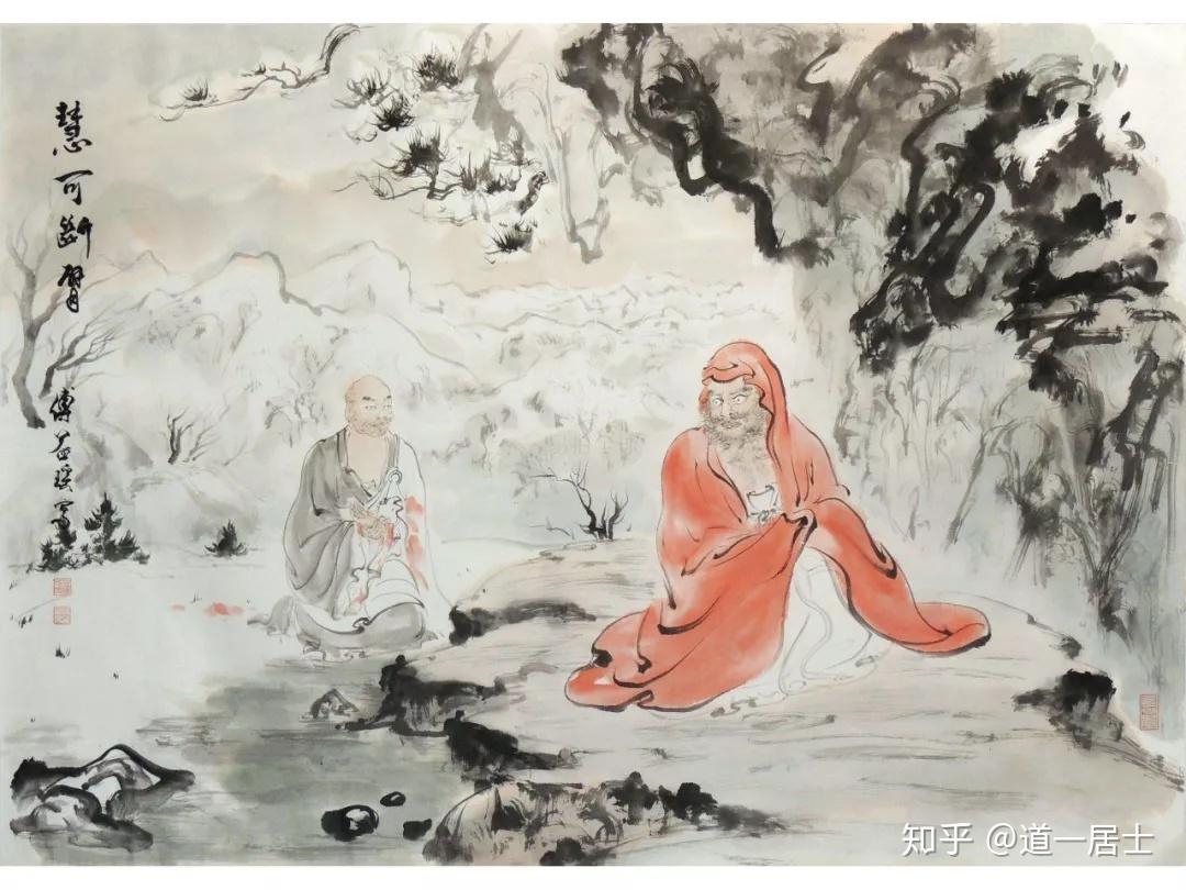 菩提达摩没有传法,慧可立雪断臂,显示自己求解脱生死之法的决定.