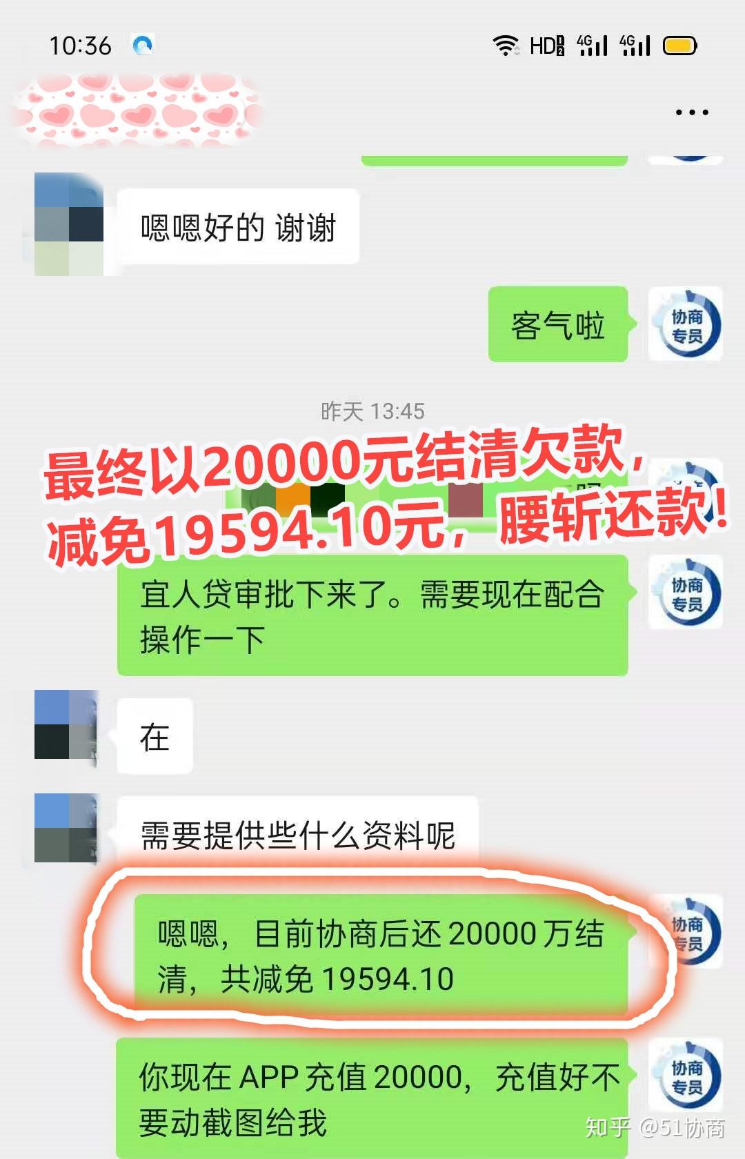 一次性結清金額為20000元,共減免19594.10元!