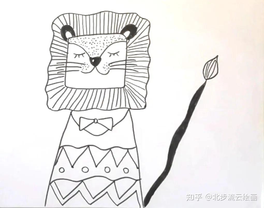 用线描的方式画狮子简笔画,掌握画画技巧和兴趣爱好 - 知乎