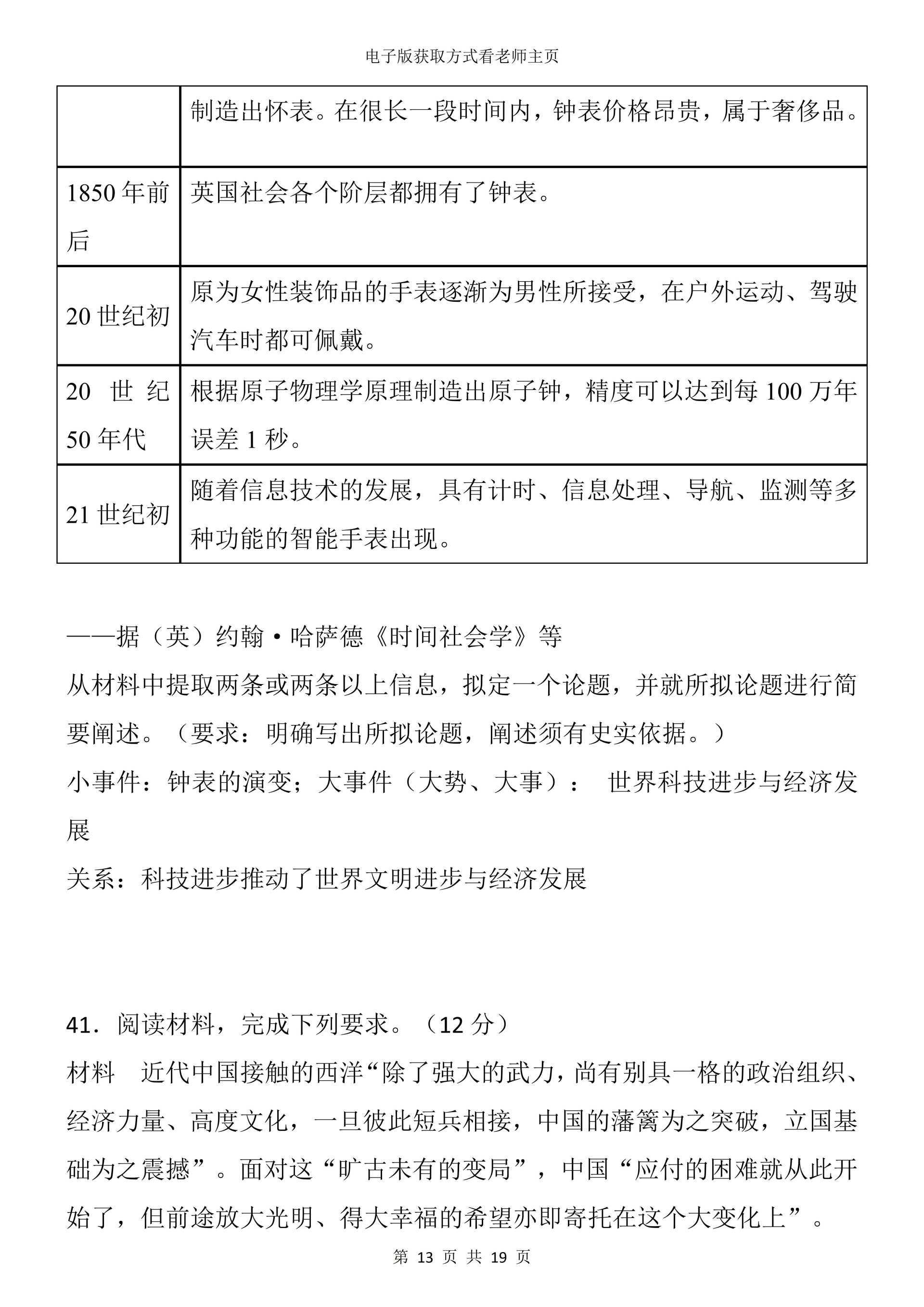 高考历史小论文答题模板