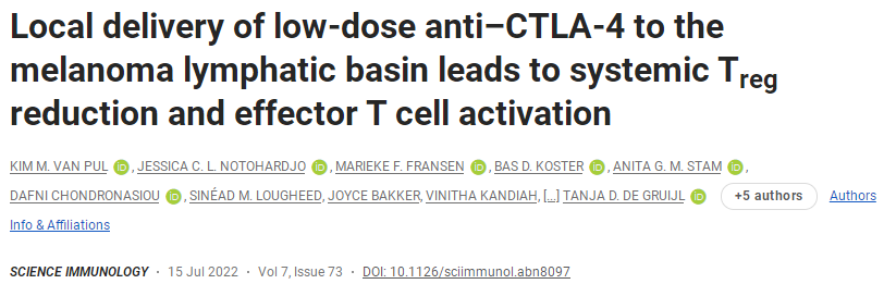 原发肿瘤切除部位皮内注射CTLA4抗体可重塑免疫环境 知乎