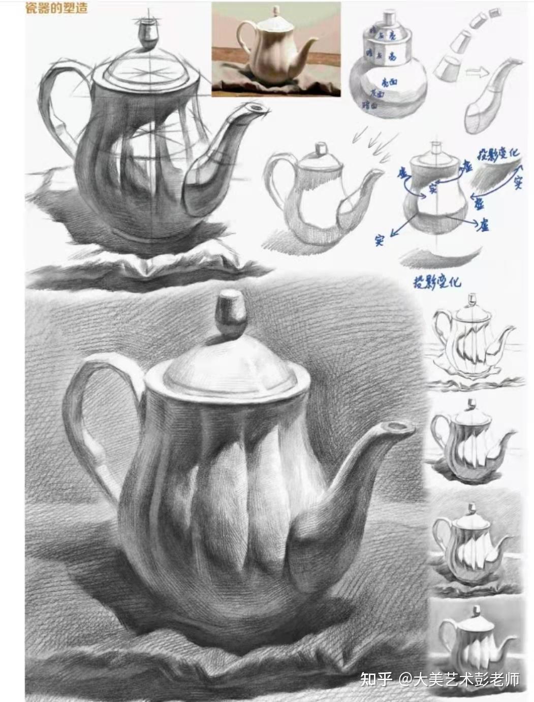 大美艺术素描干货器皿类结构与明暗塑造