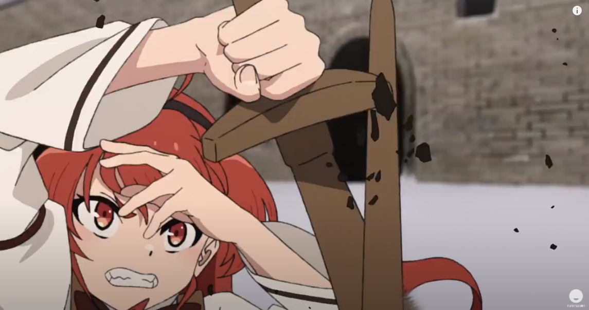 格挡后eris为了防止对手把剑向下滑切到自己左手,决定收起左手,然后用