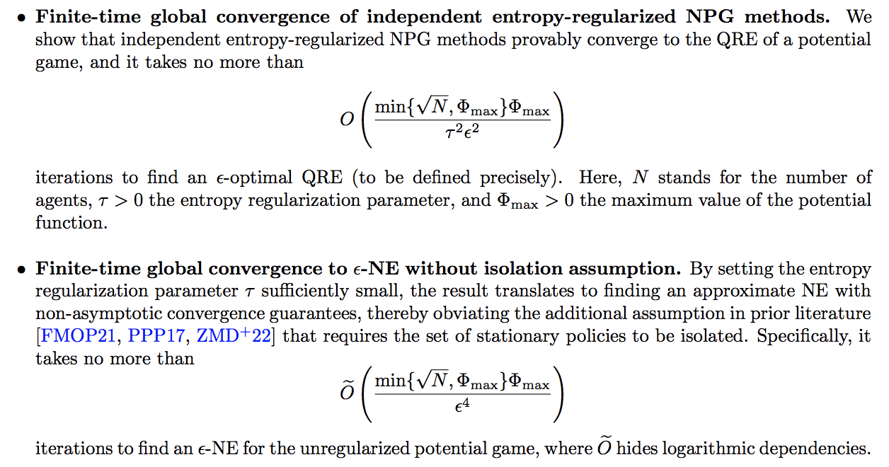 independent natural policy gradient methods for potential games