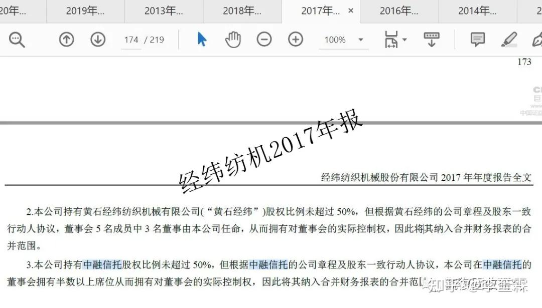 央企經緯紡機連續11年年報公告擁有中融信託實際控制權