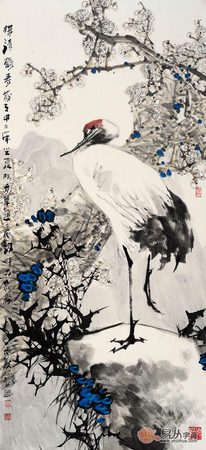 当代名家画的仙鹤图 王忠义作品《梅清鹤寿》赏析