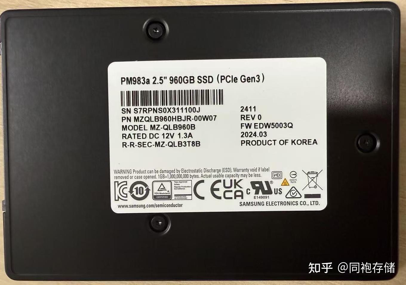 SANSUNGSamsung三星PM983a 960G U.2 PCIE3.0固态硬盘MZQLB960HBJR-00W07 全新三星 ...