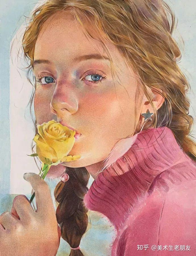 彩铅步骤图系列166灵魂画家教你如何画彩铅60工具温莎牛顿水彩