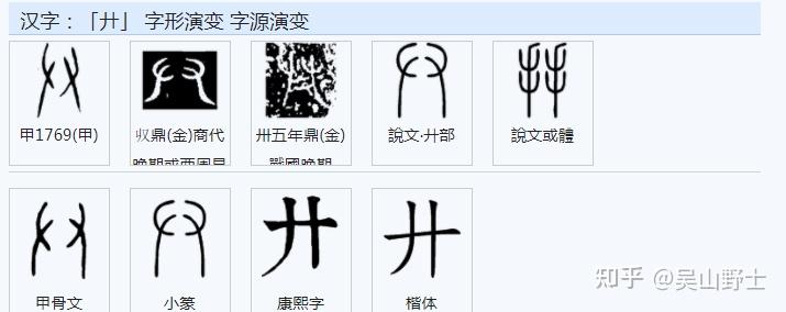 ((又:参见二画"又")《说文解字》:"異,分也.