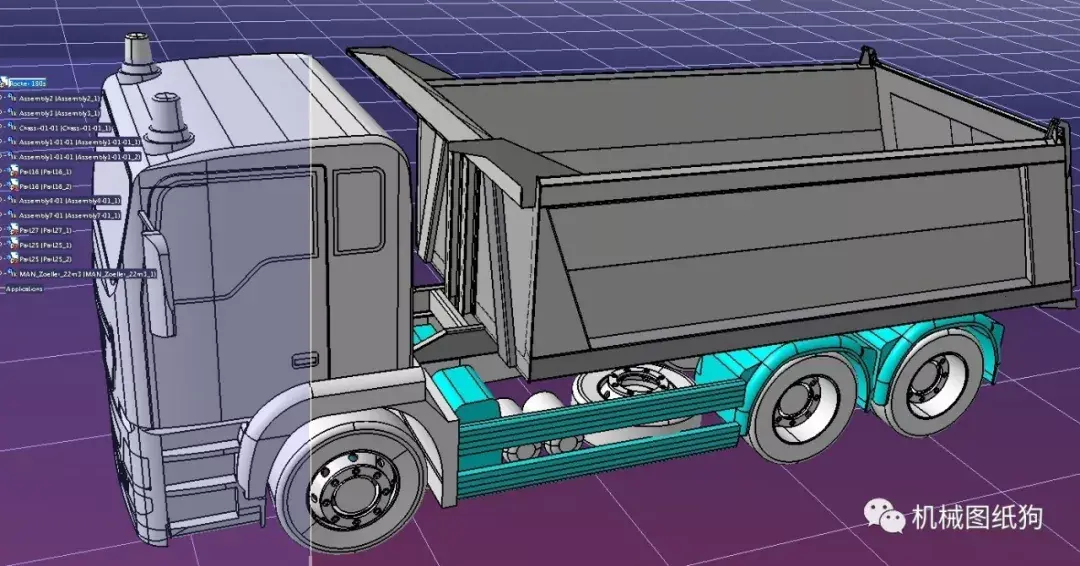 工程機械簡易man翻鬥自卸卡車模型3d圖紙stp格式