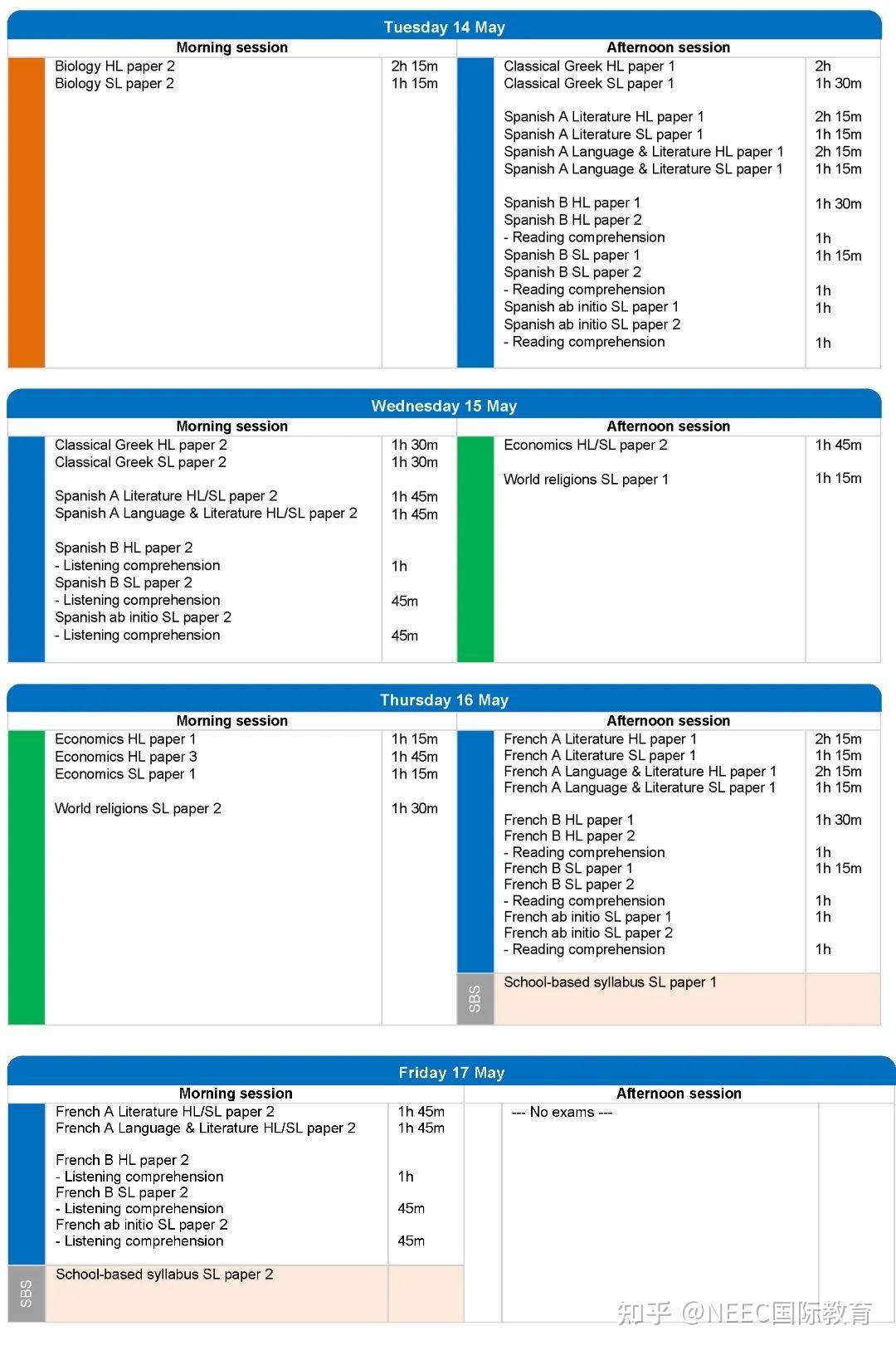 2024年IB大考考试时间汇总！ - 知乎
