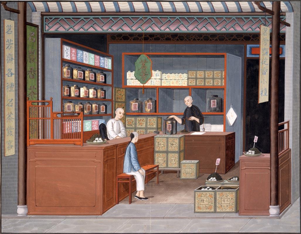 旧时店铺风光老1825年水粉画的中国商品贸易状况多图欣赏