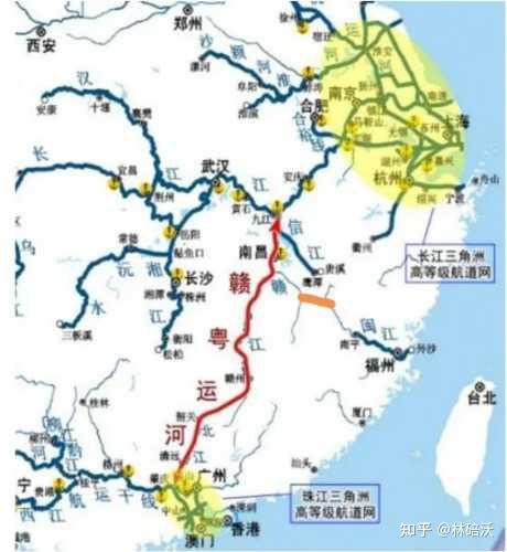 国家航运网络布局粤赣运河将长江和珠江两大水系互通成网,连通了淮河