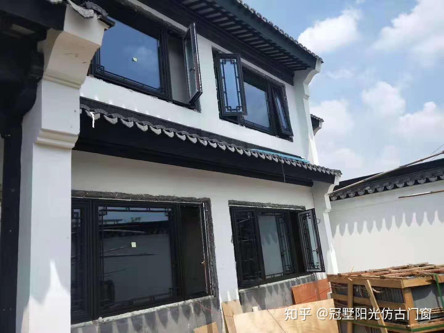 中式庭院徽派门窗现代徽派建筑门窗冠墅阳光