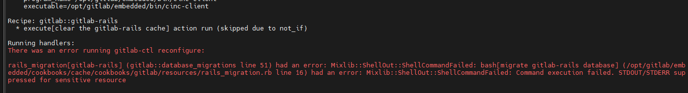 Gitlab gitlab ctl Reconfigure rails migration gitlab rails gitlab database migrations Line 