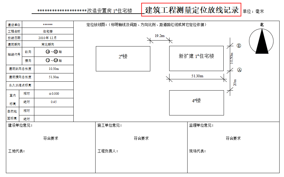 建築工程測量定位放線記錄施工組織設計(工程概況,現場管理人員組織