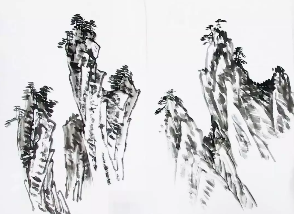 山水画画稿|峦,岭,峰,岩都该如何画起