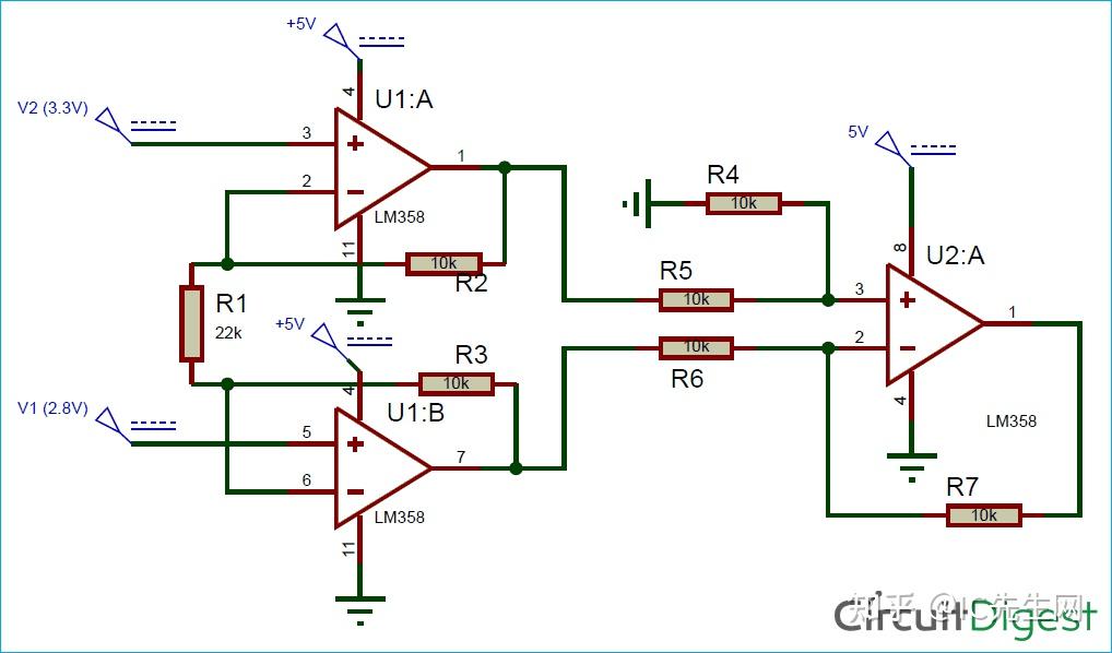 使用運算放大器的儀表放大器電路 - 知乎