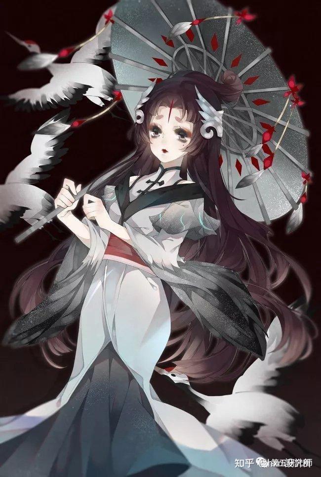 第五人格红蝶十三娘插画设计分享扇子道具美人相旗袍