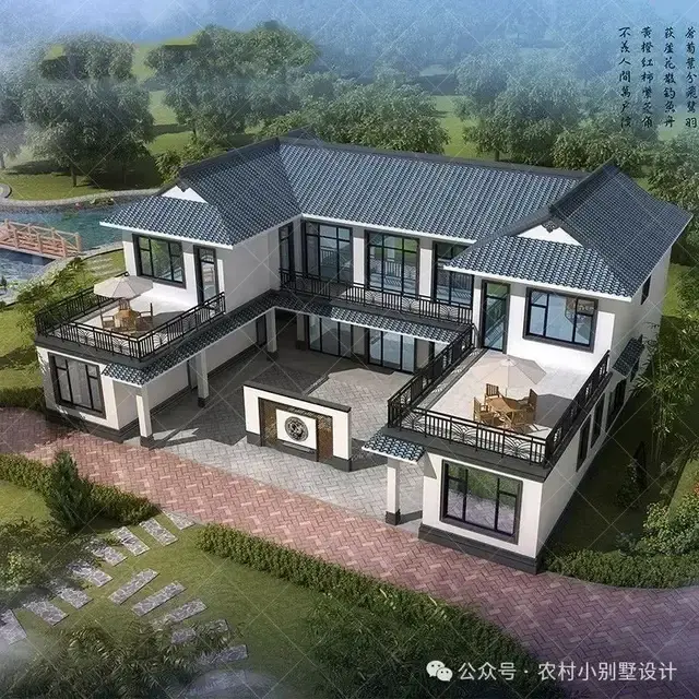 48款二层中式合院别墅,二层新中式四合院农村自建房别墅设计图 - 知乎