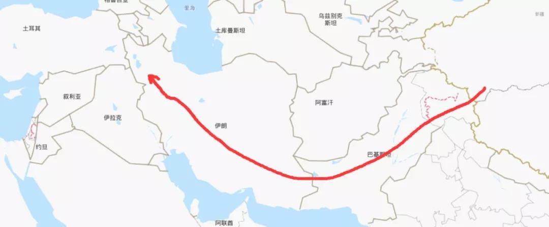 中国和伊朗之间未来将会增加一条通过巴基斯坦的陆上石油运输线,对于