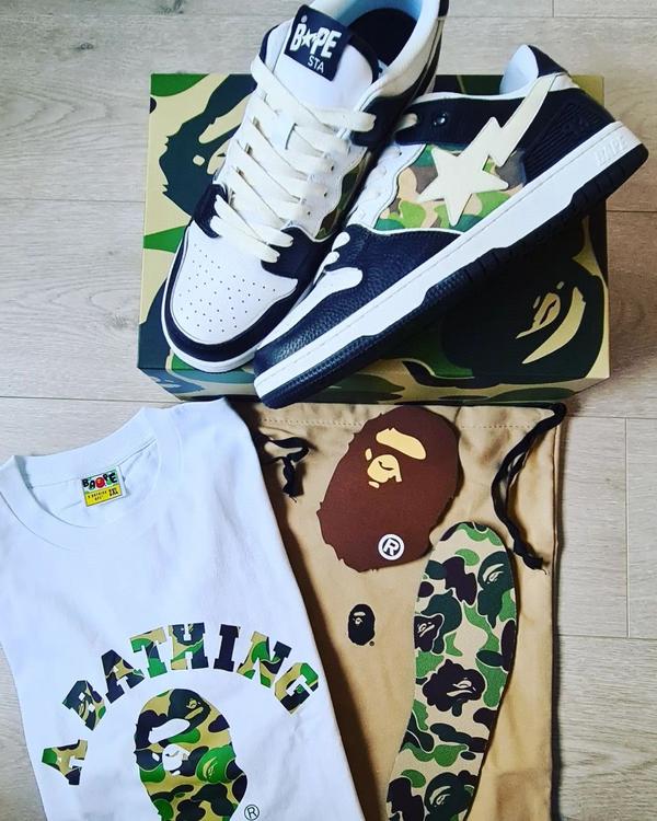 猿人头Human Made BAPE SK8 STA To Nigo 迷彩黑白绿运动鞋- 知乎