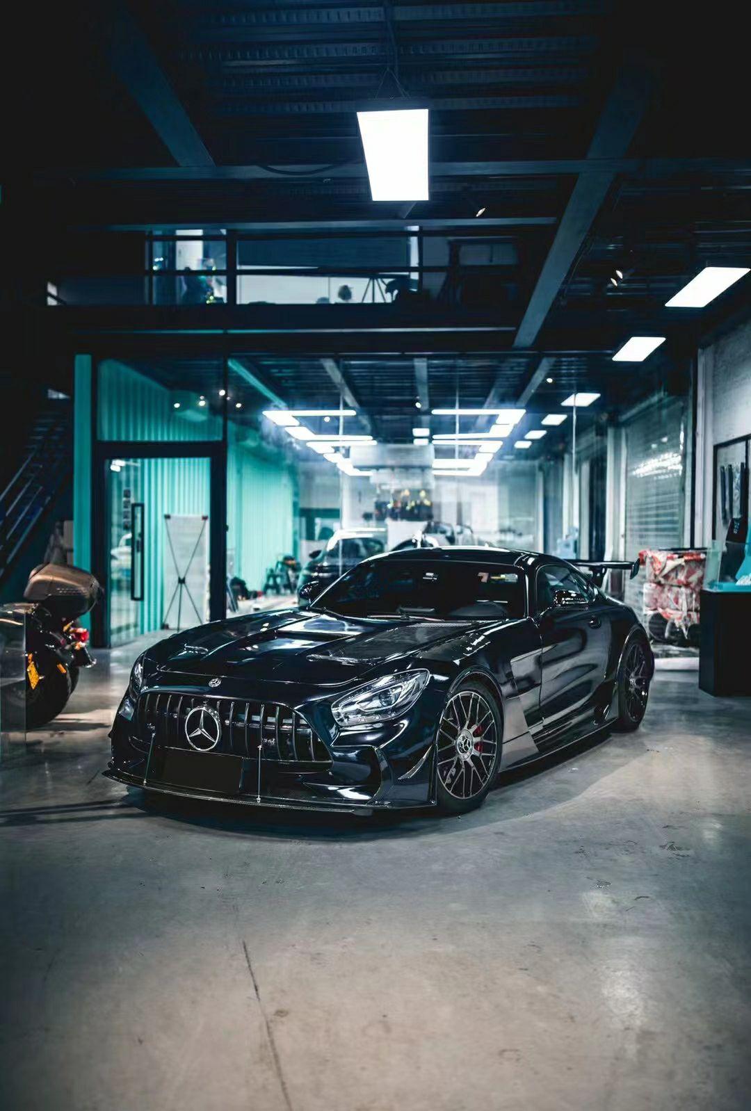 奔驰amggt改装bs黑色系列碳纤维大包围前杠后杠碳纤维前唇侧裙后唇