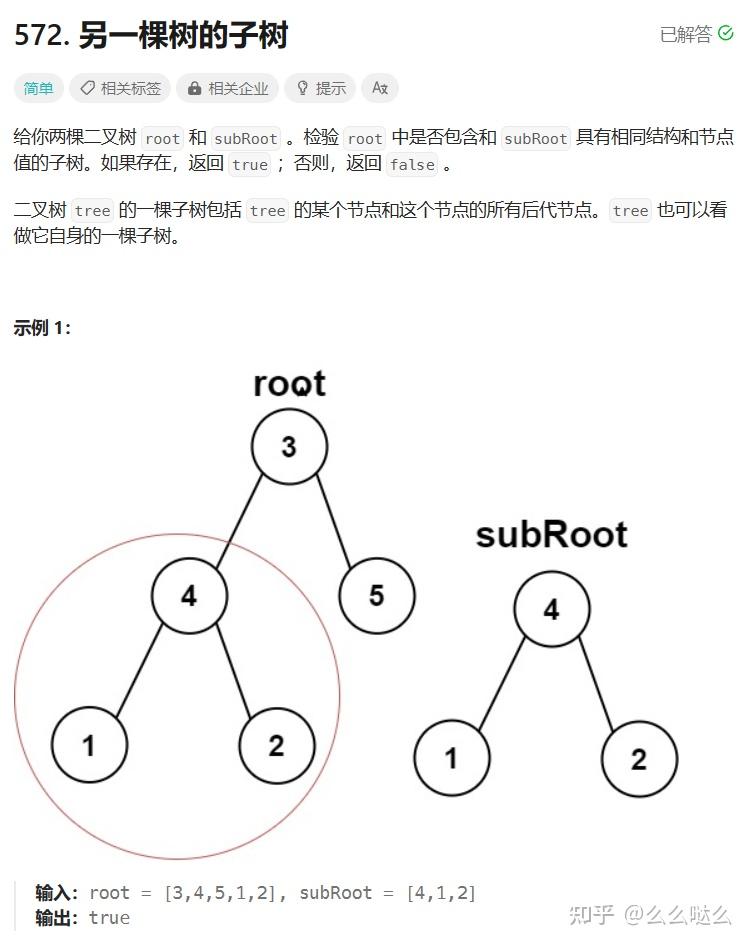Leetcode-572. 另一棵树的子树 - 知乎