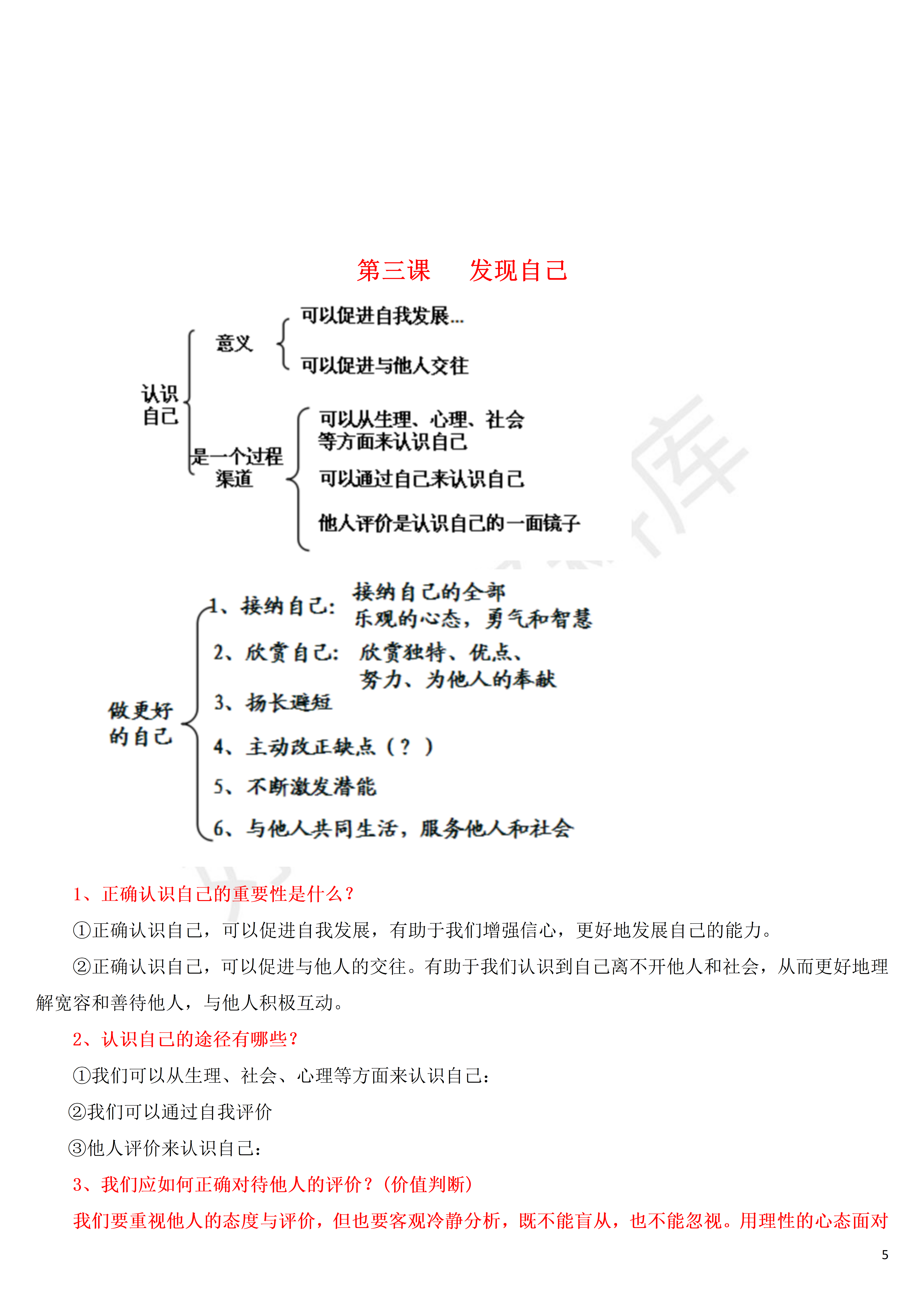 暑假預習部編版初中七年級上冊道法知識點總結